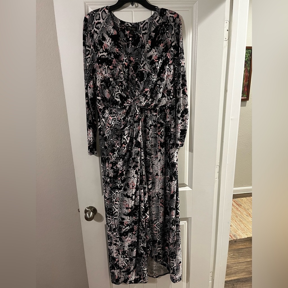 Thalia Sodi, XL snake skin, faux wrap dress